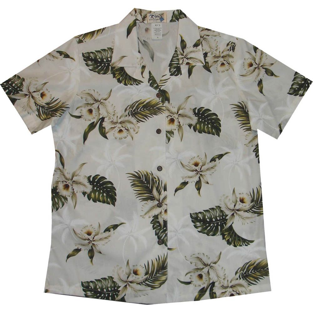 LAL-413W -Ladies Cotton Camp Aloha Shirt Classic Orchid