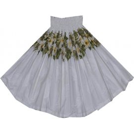 SK430W- Maui Hibiscus Pa'u Hawaiian White Hula Skirt