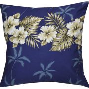 PL412NB-Vintage Hibiscus Navyblue Pillow Case