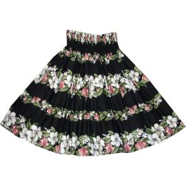SK420B- Hawaiian Traditional Hula Skirt White Hibiscus