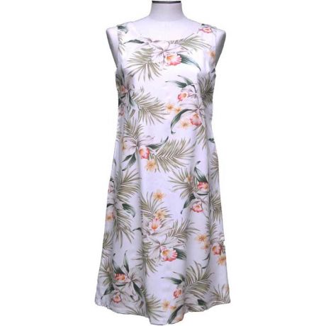 4D - 824W - Classic Orchid White Hawaiian Loose Dress
