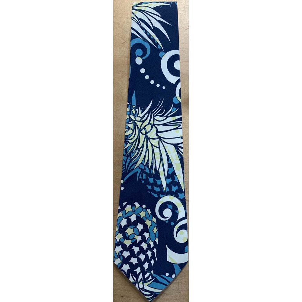 T-524NB - Pineapple Dole Navy Hawaiian Print Neckties