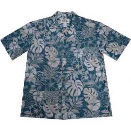 AL-523G- Vintage Monstera Green Aloha Shirt