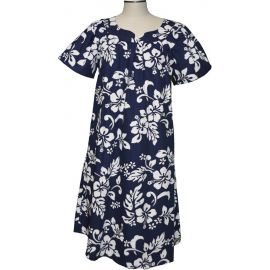 5M-354B-Original Hibiscus Cotton Hawaiian Muumuu Dress