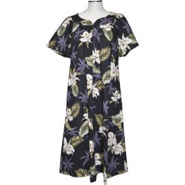 5M-413B- Classic Orchid Cotton Hawaiian Muumuu Dress