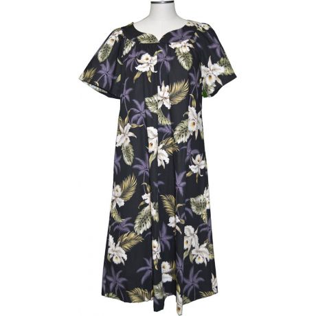 5M-413B- Classic Orchid Cotton Hawaiian Muumuu Dress