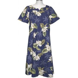 5M-413NB- Classic Orchid Cotton Hawaiian Muumuu Dress