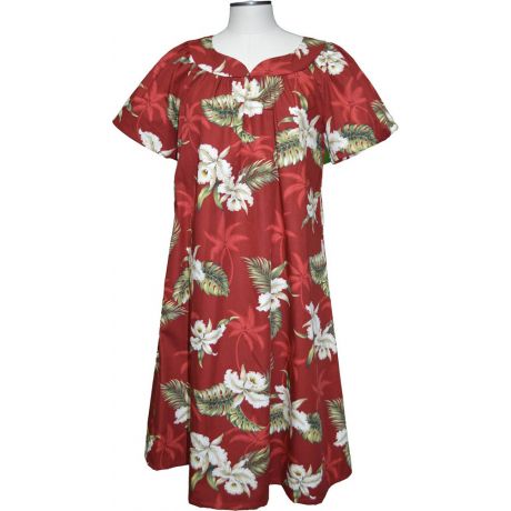 5M-413R- Classic Orchid Cotton Hawaiian Muumuu Dress
