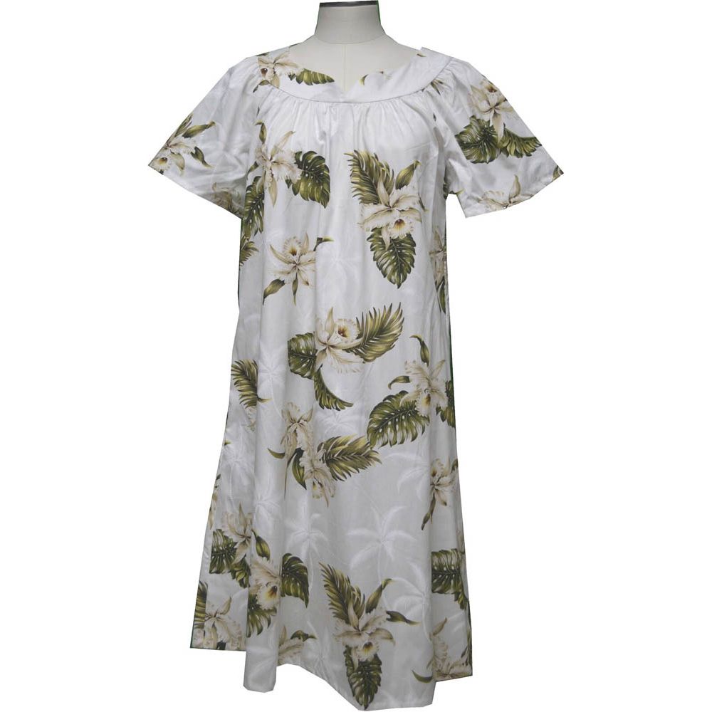 5M-413W- Classic Orchid Cotton Hawaiian Muumuu Dress