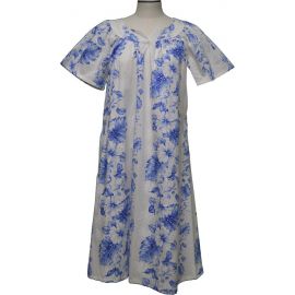 5M-434W- Orchid Hibiscus Panel Cotton Hawaiian Muumuu Dress Plus