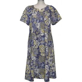 5M-523NB- Vintage Monstera Cotton Hawaiian Muumuu Dress Plus Siz