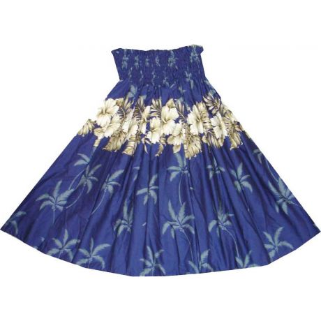 Vintage Hibiscus Navy-Blue Pa'u Hawaiian Hula Skirt