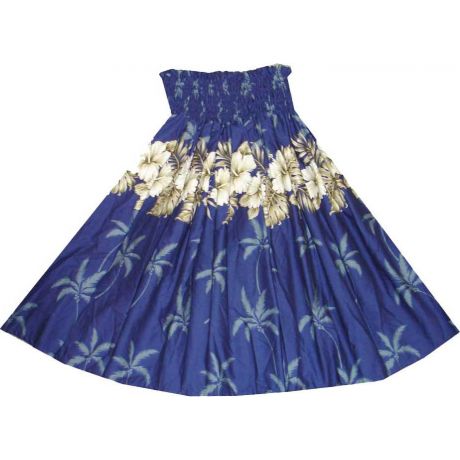 Vintage Hibiscus Navy-Blue Pa'u Hawaiian Hula Skirt