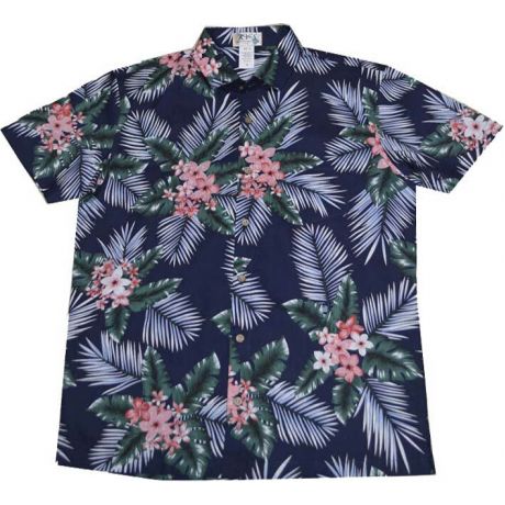 ALS-530NB -Plumeria Slim Fit Shorts Sleeve Button Up Hawaiian Sh