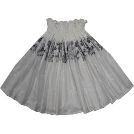 Grey Hibiscus White Pa'u Hawaiian Hula Skirt