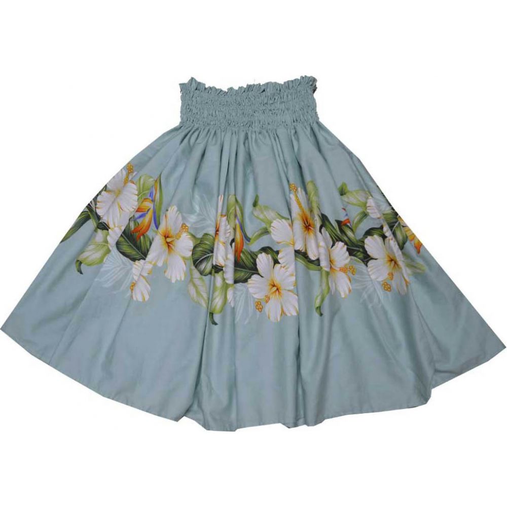 SK437G-Hibiscus Shining Green Pa'u Hawaiian Hula Skirt
