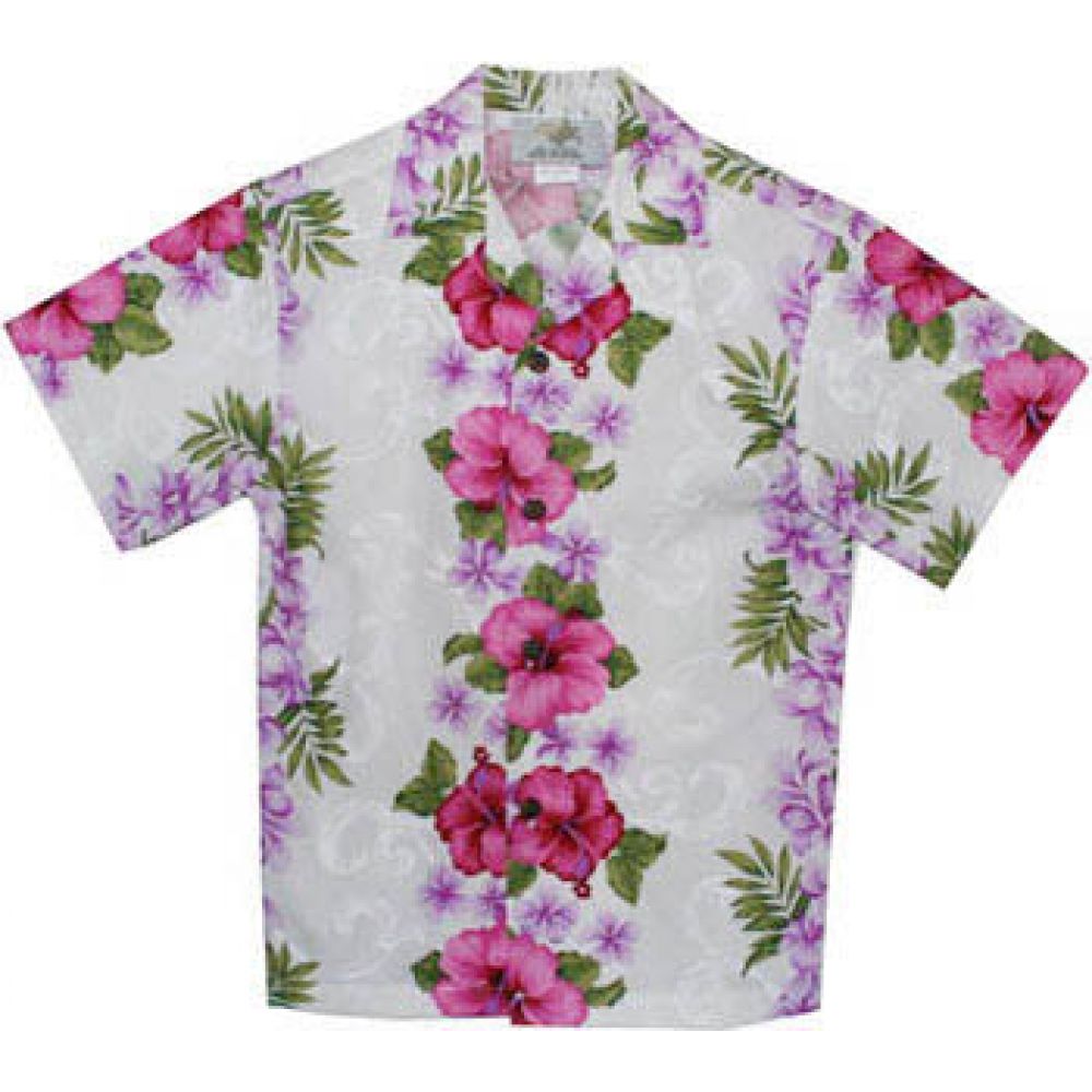 Boys Hawaiian Shirt Plumeria Panel