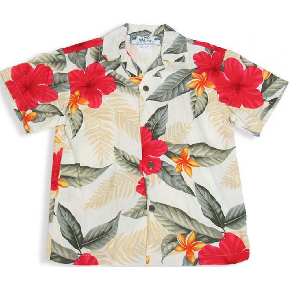 Two Palms Boys Hawaiian Shirt Leilani Cream