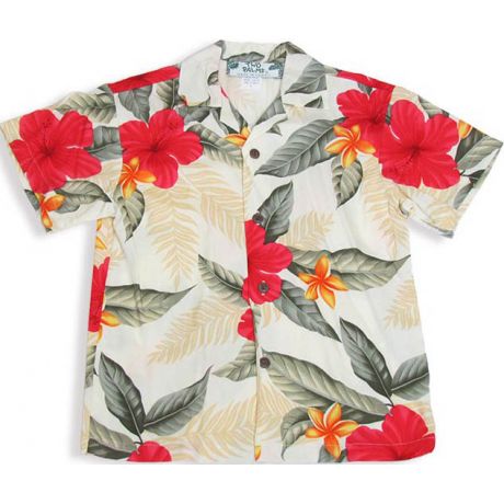 Two Palms Boys Hawaiian Shirt Leilani Cream