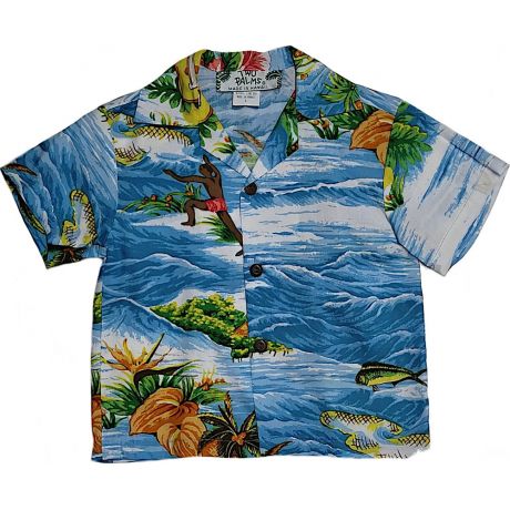 Two Palms Boys Hawaiian Shirt Ocean Aqua