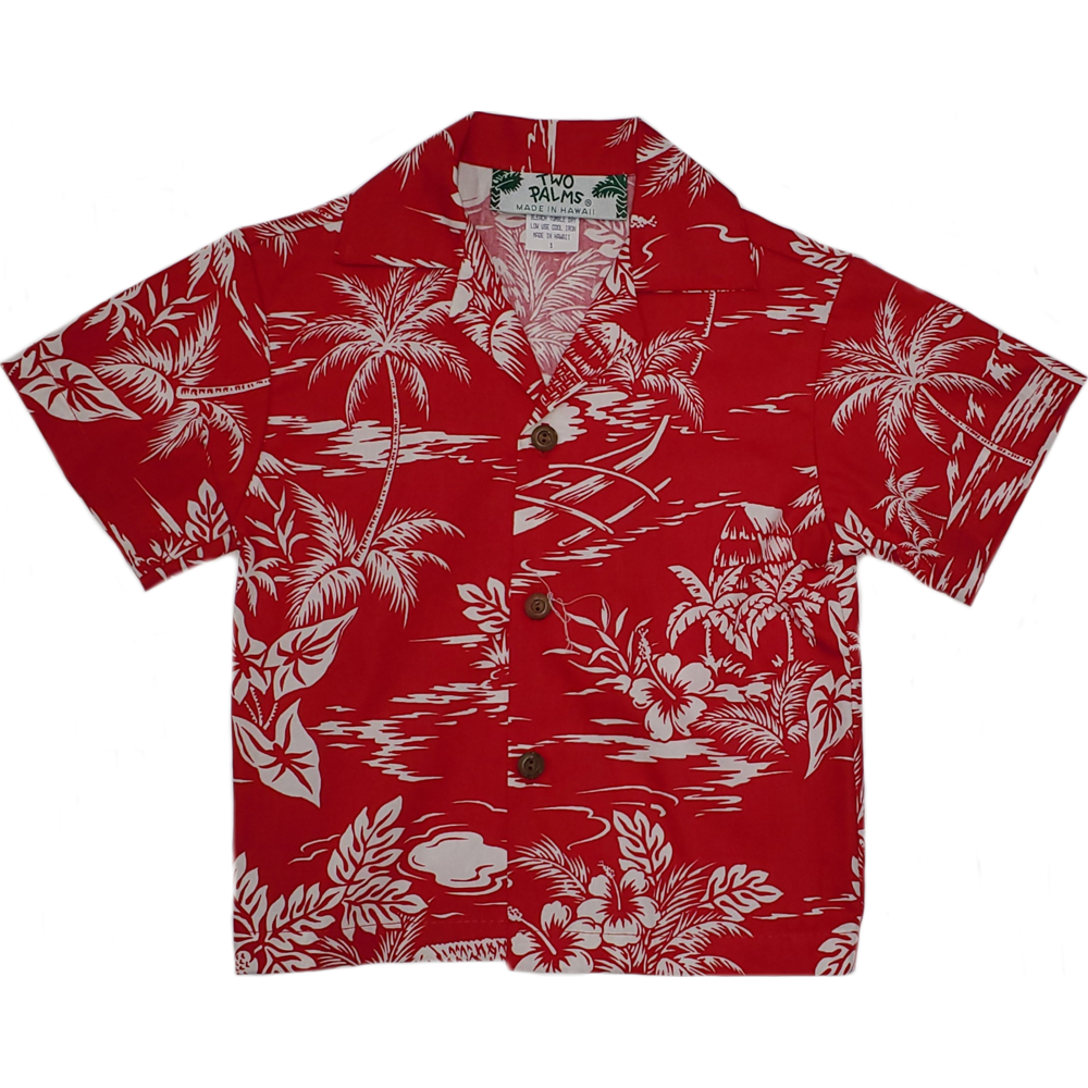 Boys Hawaiian Shirt Love Shack Red