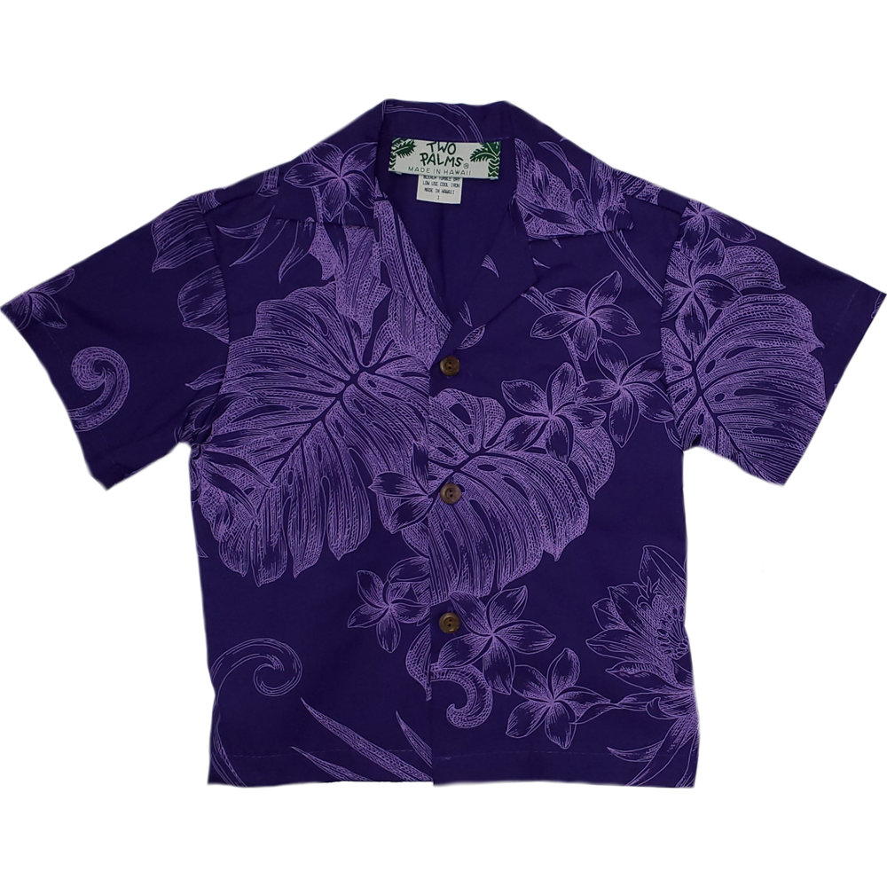 Boys Hawaiian Shirt Monstera Ceres Purple