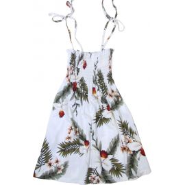 Girls Elastic Tube Top Dress Hawaiian Orchid White