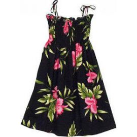 Girls Elastic Tube Top Dress Orchid Fern Black