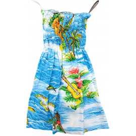 Girls Elastic Tube Top Dress Ocean Aqua