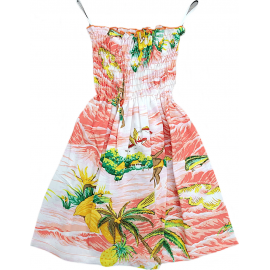 Girls Elastic Tube Top Dress Ocean Coral