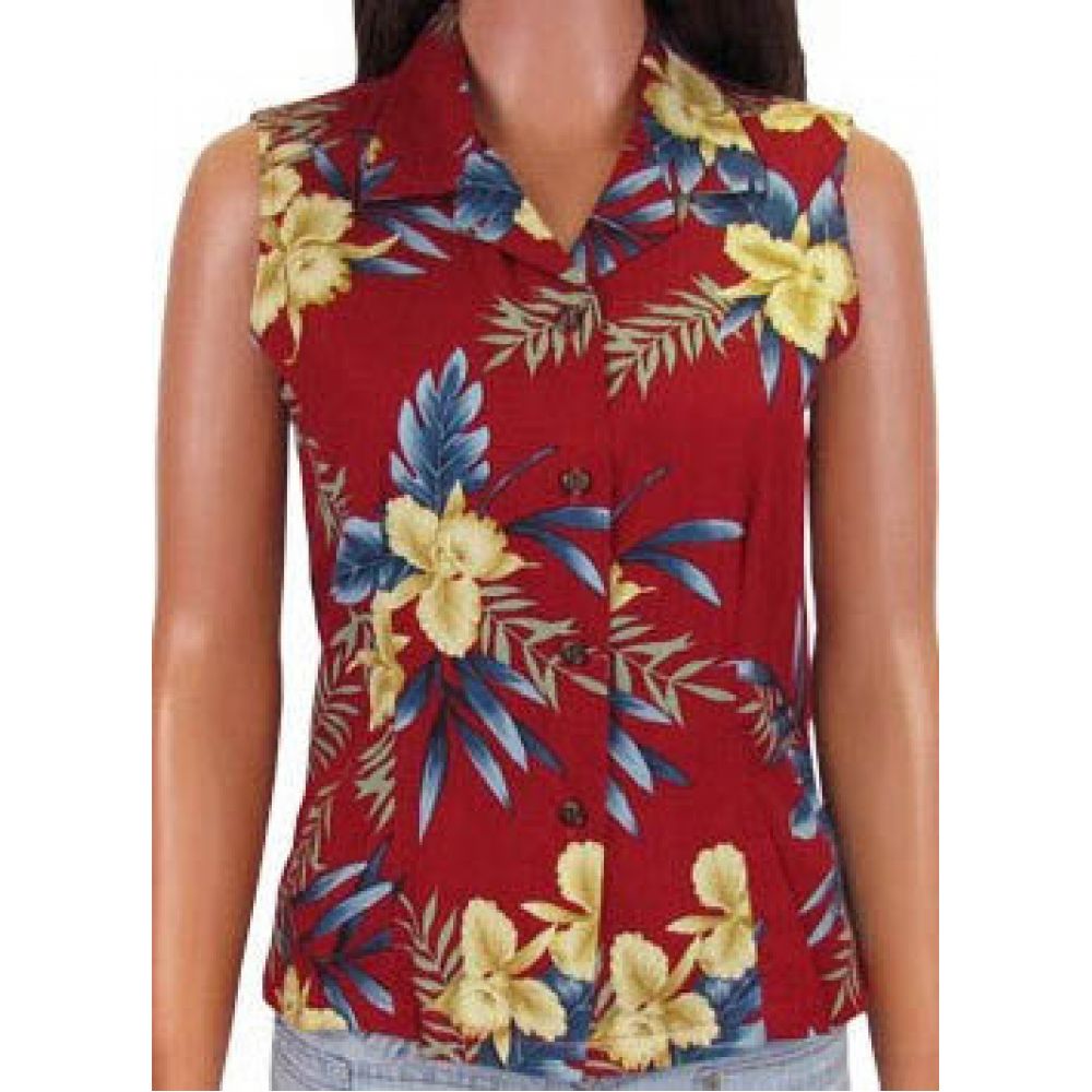 Sleeveless Blouse Orchid Fern Red