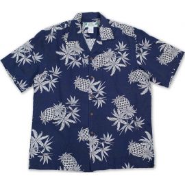 Hawaiian Shirt Pineapple Map Navy