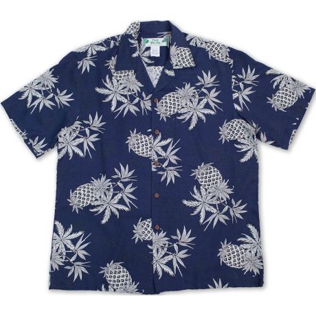 Hawaiian Shirt Pineapple Map Navy