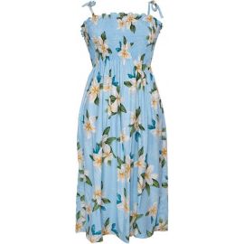 Tube Top Dress Plumeria Shower Blue