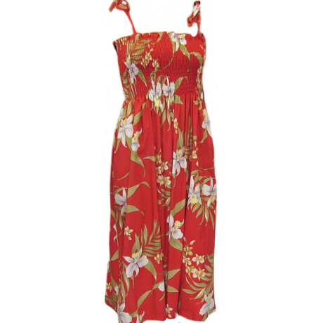 Tube Top Dress Pali Orchid Red
