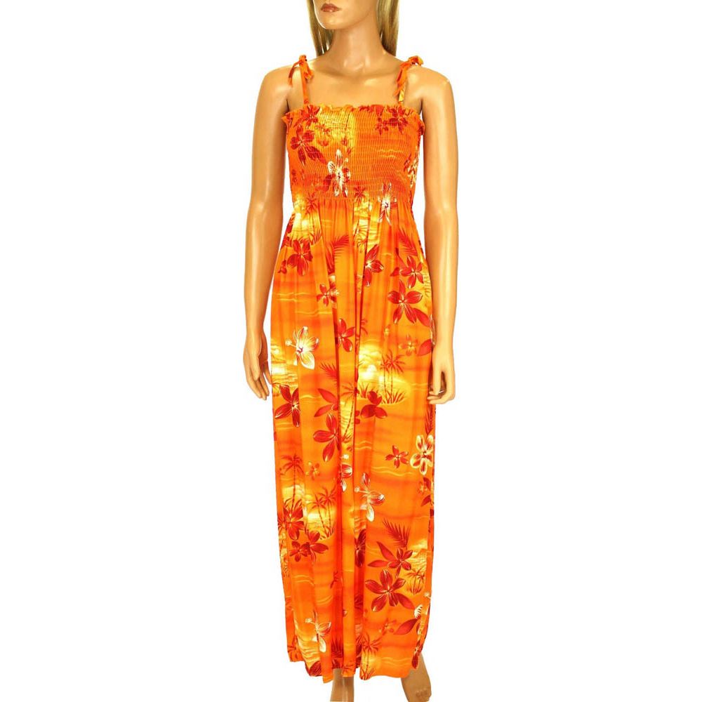 Tube Top Dress Moonlight Scenic Orange