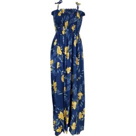 Tube Top Dress Orchid Fern Blue 45" Length