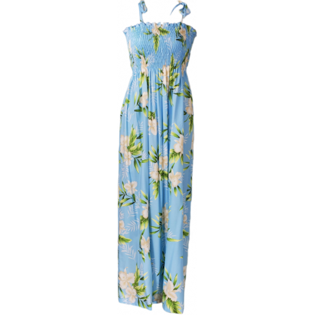 Tube Top Dress Orchid Fern Light Blue