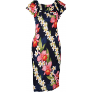 649R Plumeria Orchid Panel Navy