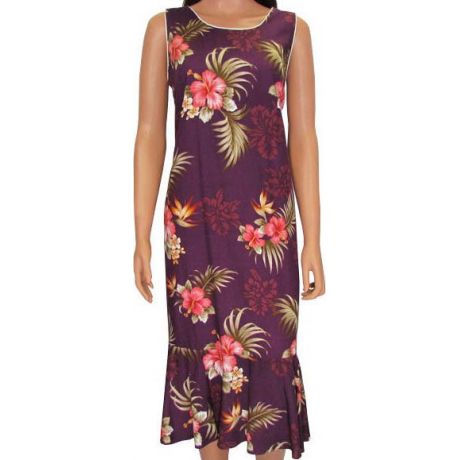 Hawaiian Dress Fern Hibiscus Purple 701-2R
