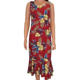 Hawaiian Dress Orchid Fern Red 701-2R