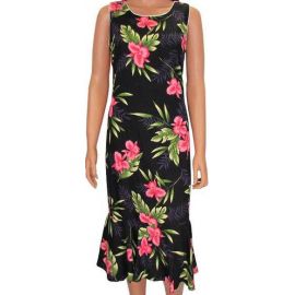 Hawaiian Dress Orchid Fern Black 701-2R