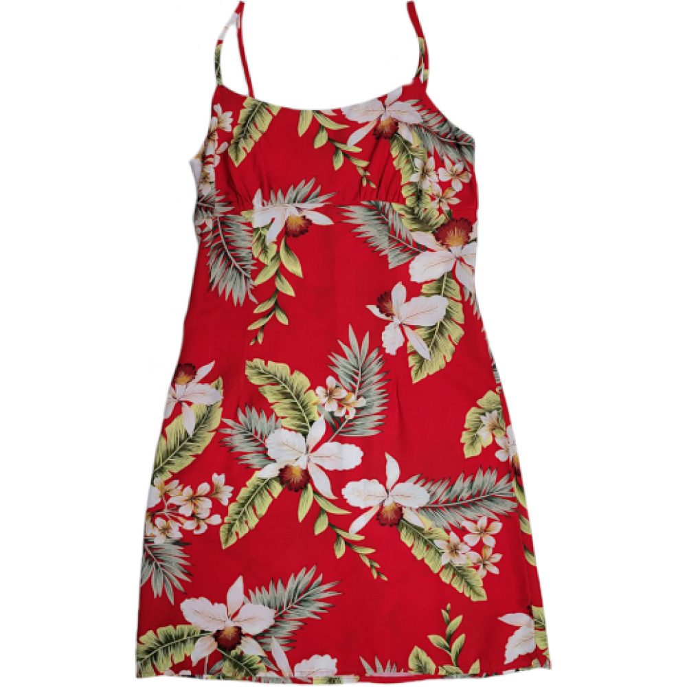 Short Dress 708R-Hawaiian Orchid Red