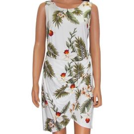 Hawaiian Sarong Dress Hawaiian Orchid in White
