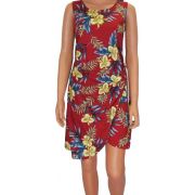 Hawaiian Sarong Dress Orchid Fern Red