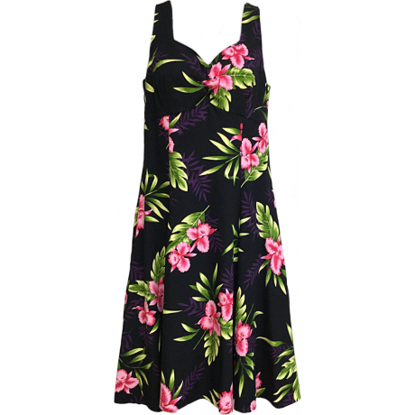 Two Palms H-Strap Dress Orchid Fern Black