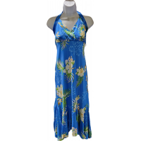 Hawaiian Dress Fern Hibiscus Blue 904-R