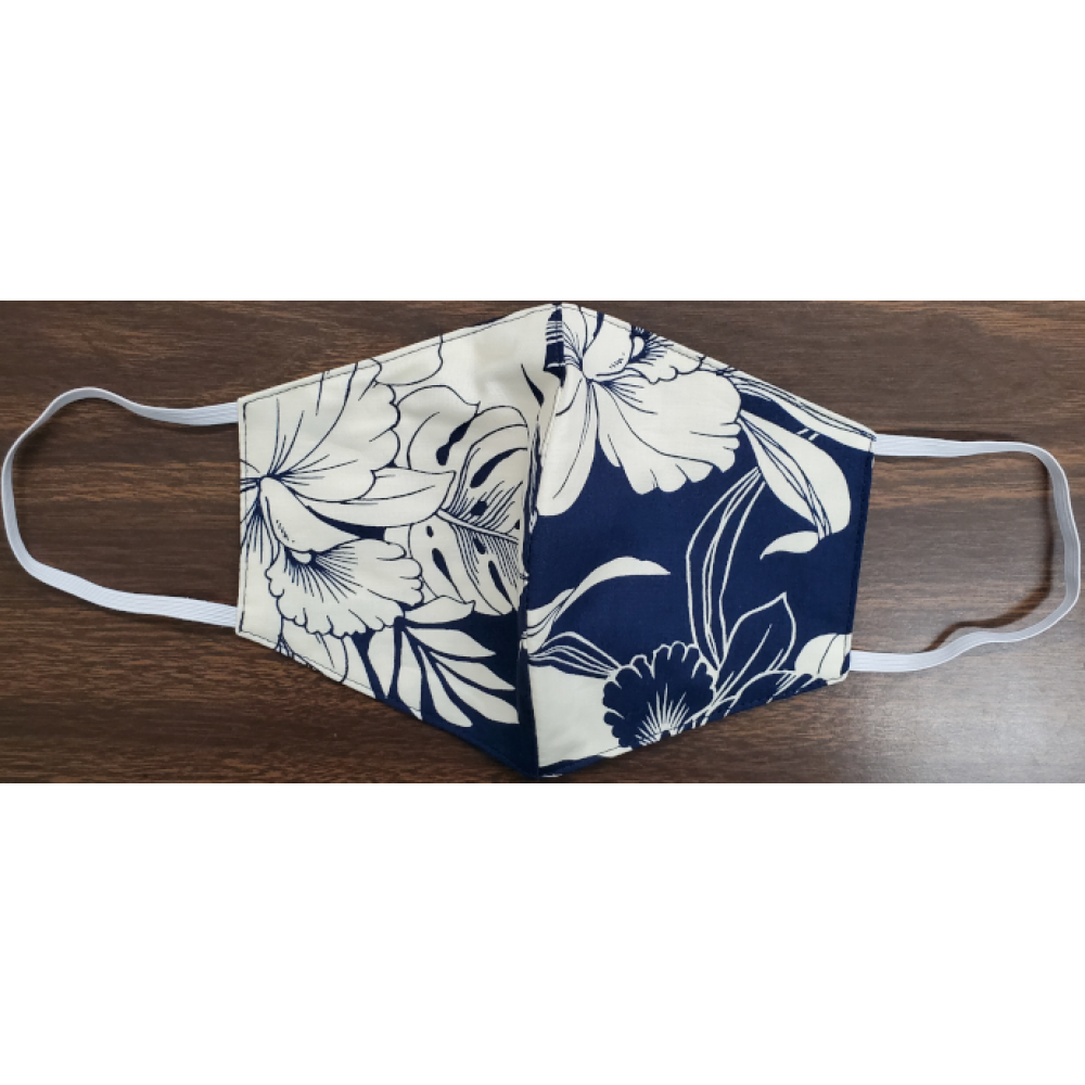 Face Mask Monstera Orchid Navy