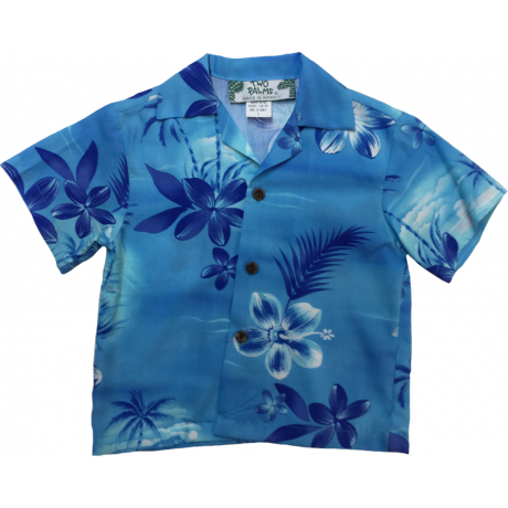 Boys Hawaiian Shirt Moonlight Scenic Blue
