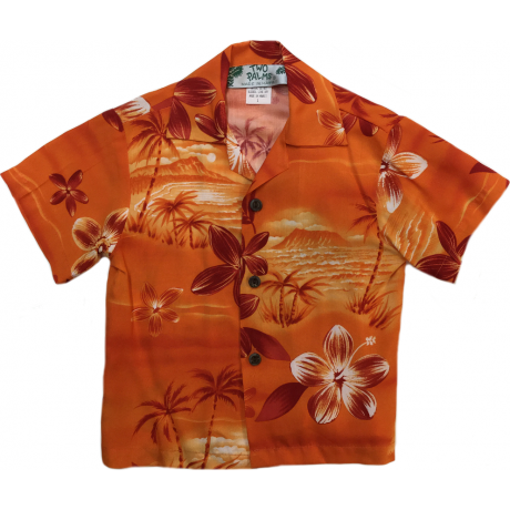 Boys Hawaiian Shirt Moonlight Scenic Orange